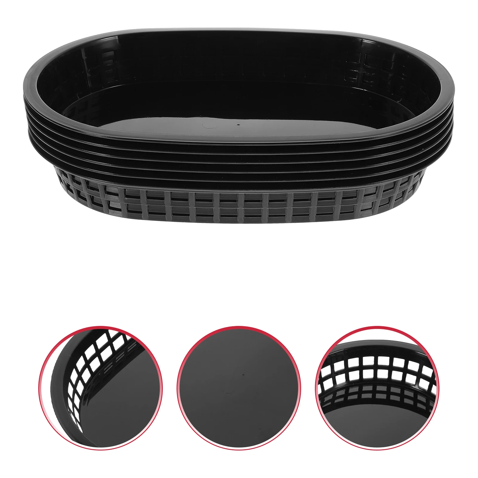

6 Pcs Plastic Hot Dog Basket Fast Food Serving Baskets Snack Tray Trays Fruit Dish Bread Oval