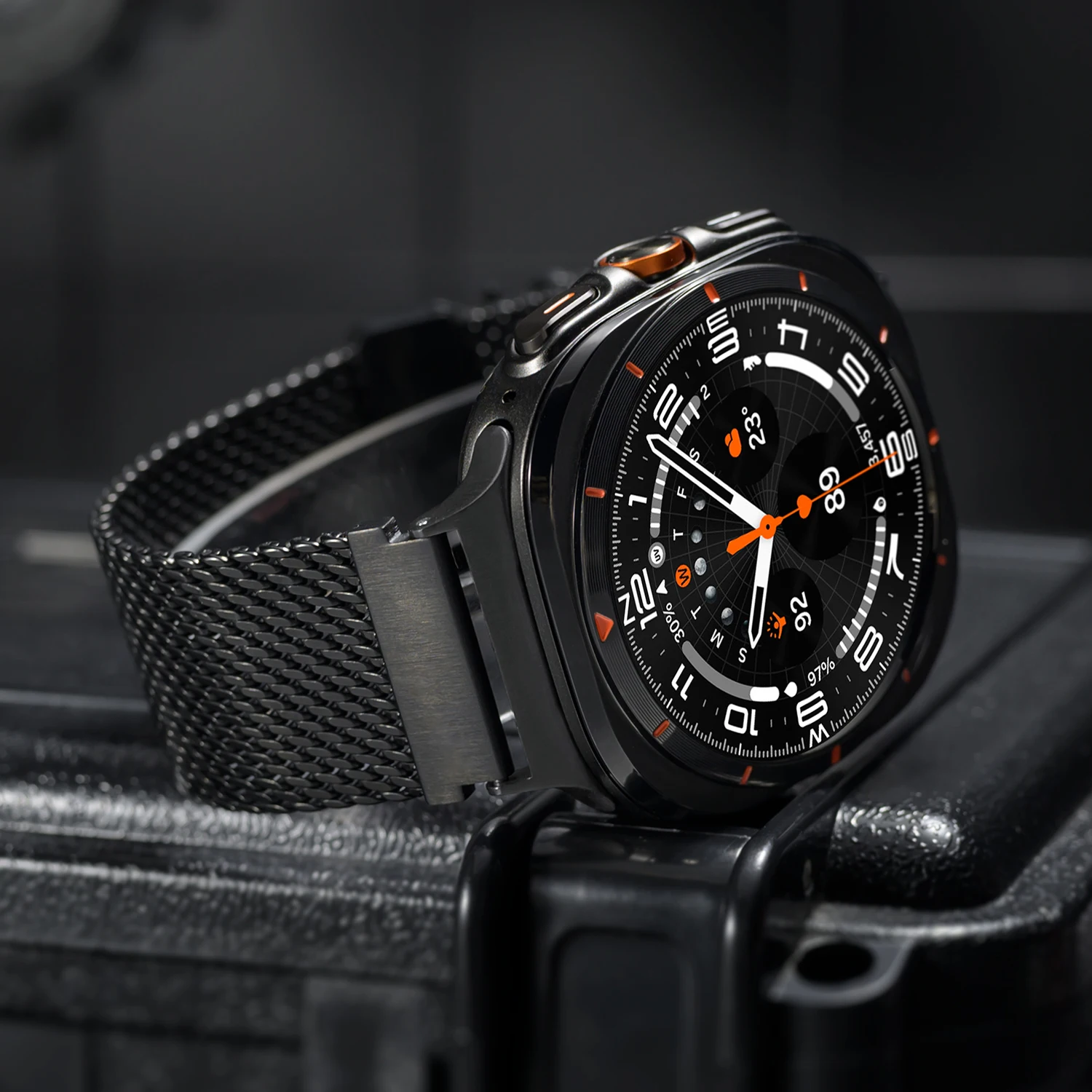 100% pure Titanium Milanese Loop Band for Samsung Galaxy Watch Ultra 47mm Men Ultra 7 Strap Secure Parachute Buckle Correa