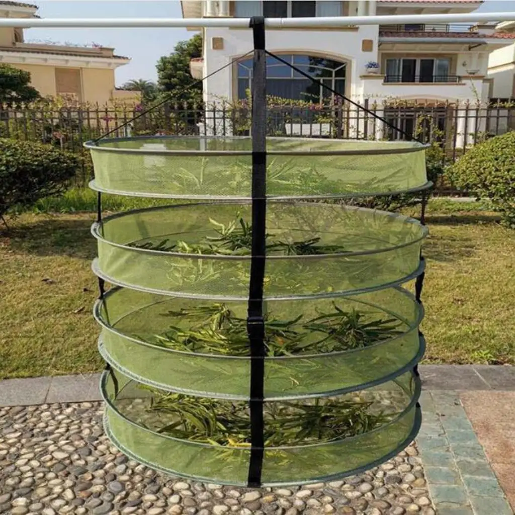 4 Layer 2ft Hanging Mesh Herb Drying Rack Foldable Lightweight Breathable