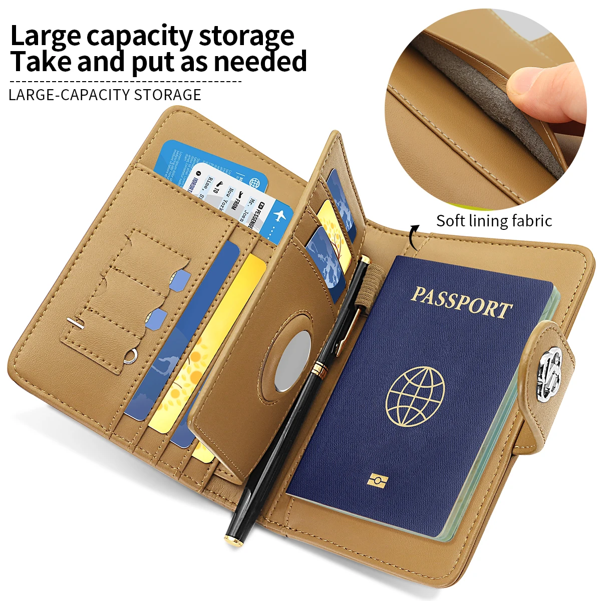 VIETAO Luxury PU Leather Passport Holder Wallet for Men Women, Multifunctional Travel Wallet with Pen Slot, Anti-Lost Design