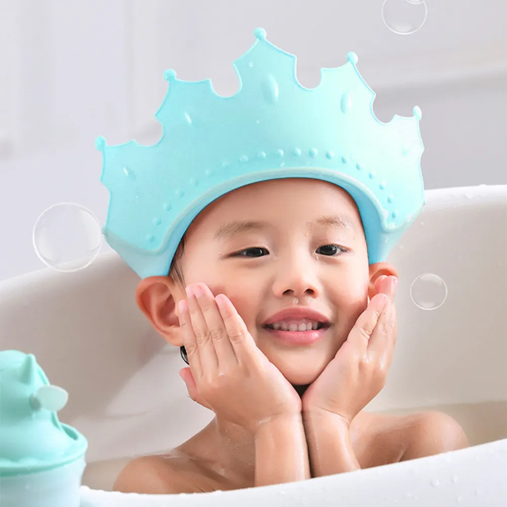 

Детская шапочка для купания с дизайном короны, водонепроницаемая, для малышей, регулируемая, из материалов TPE и PP, защита от протекания, для веселого купания