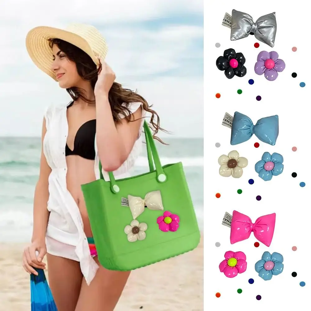 

12Pcs DIY Bow Flower Accessories for Bogg Bag Waterproof Leather Beach Bag Accessories Charms for Bogg Bag/Beach Bag