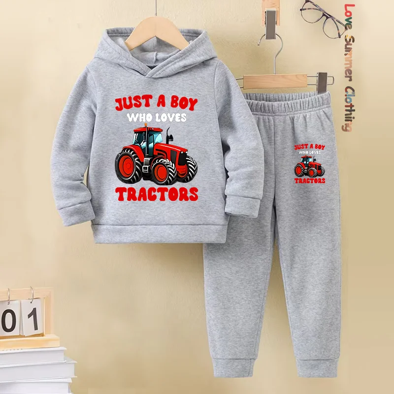 Set di 2 felpe con cappuccio per ragazzi, moto, escavatore, auto da strada, pantaloni sportivi termici a maniche lunghe, set di felpe con cappuccio, regalo ideale per l'abbigliamento quotidiano all'aperto