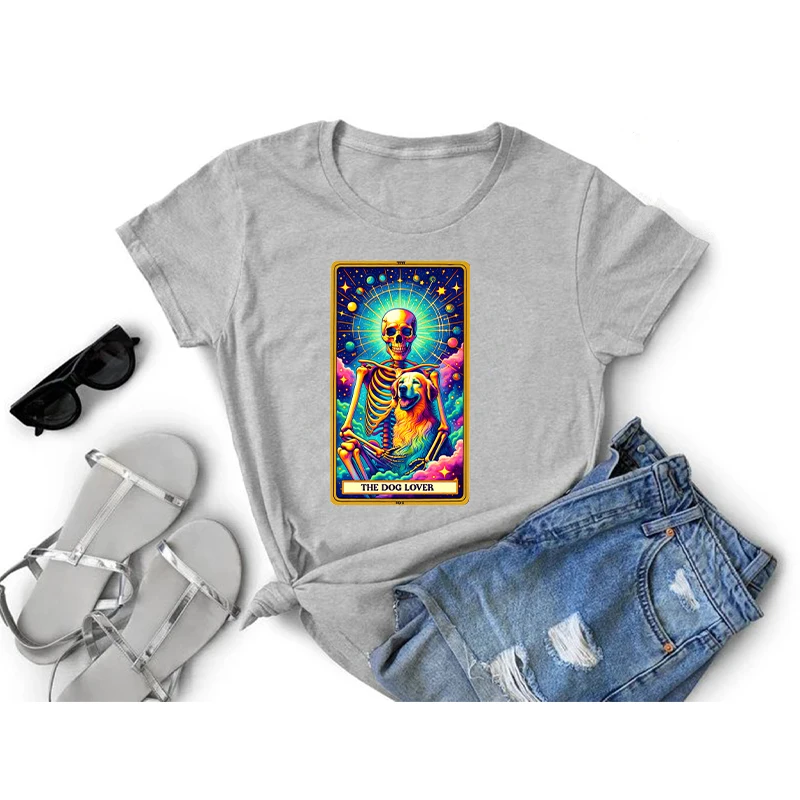 Tarot Karte Schädel Eisen auf DTF Wärmeübertragung Patch auf Kleidung Mode Thermals Transfer Aufkleber T Shirts appliziert