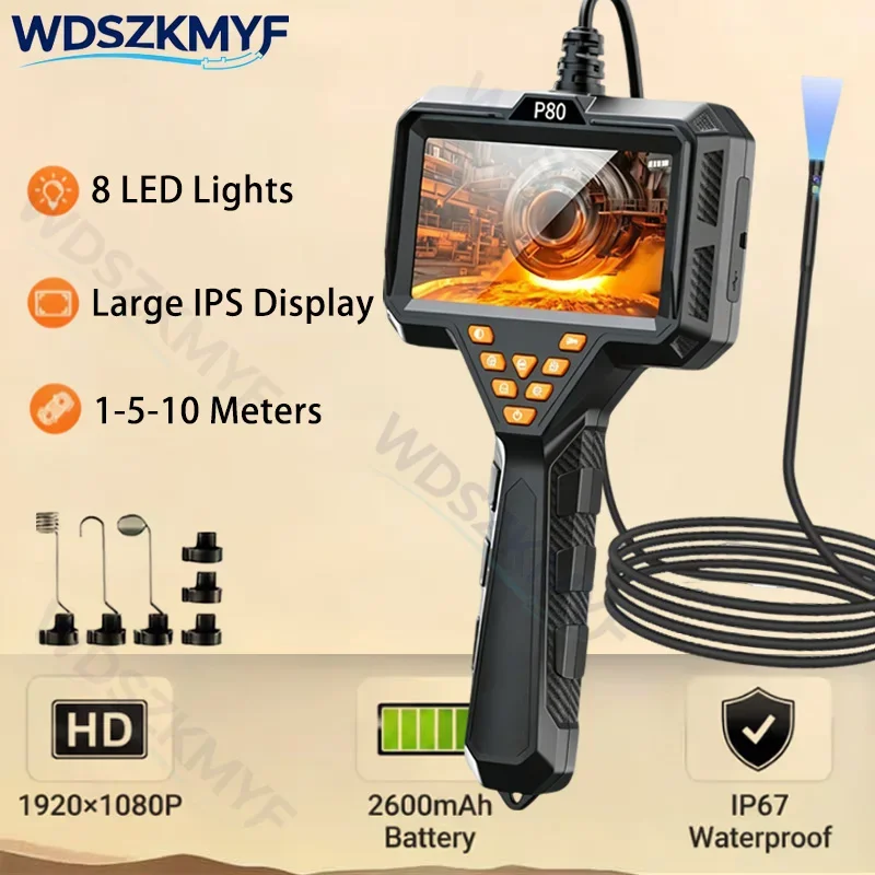 1080P Full HD 4,3'' Bildschirm Dual-Einzelobjektiv Handgehaltenes Industrie-Endoskop 2,8 Zoll Rohr- und Kanalinspektionsgerät für Automobil und Abflussrohre