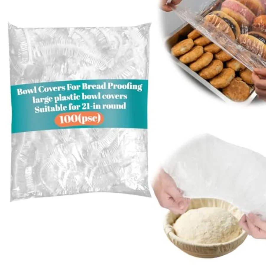 

100 Extra Large Plastic Bowl Covers for Proofing Dough, Fits Bowls up to 21 Inch, Baking Pan Covers, Elastic Plastic Bowl Cover