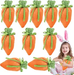 10 Pieces Of Velvet Gift Bags Carrot Drawstring Baskets Snacks Cookies Candy Bags For Holiday Parties Weddings Gift Bags