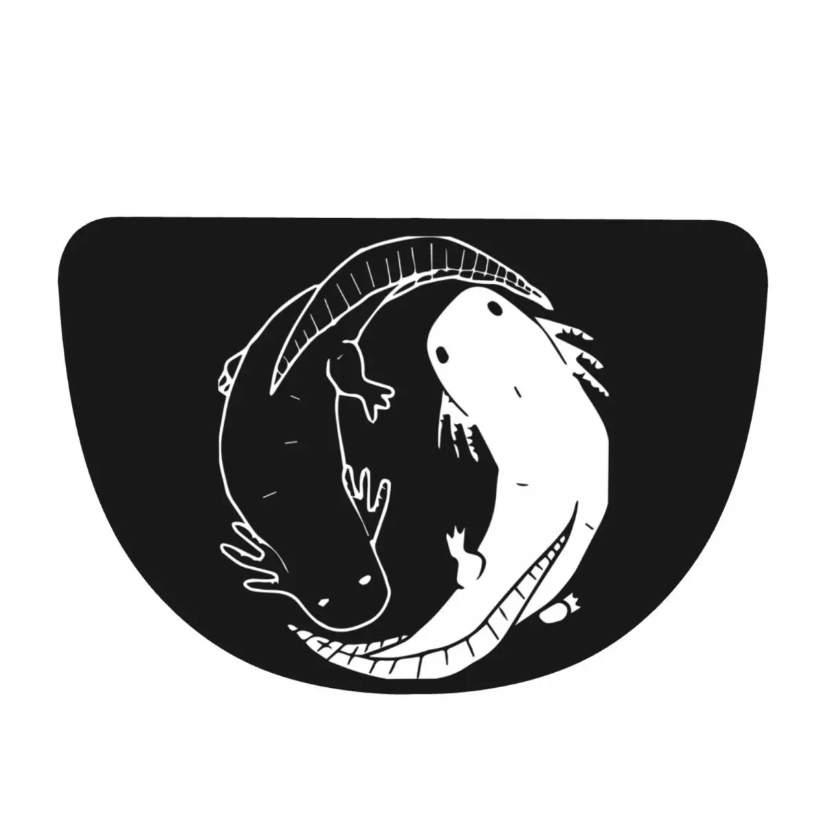 Axolotl Yin Yang Soft Flannel Half Round Doormat Non Slip Bathroom Mat Absorbent Floor Carpet for Garage