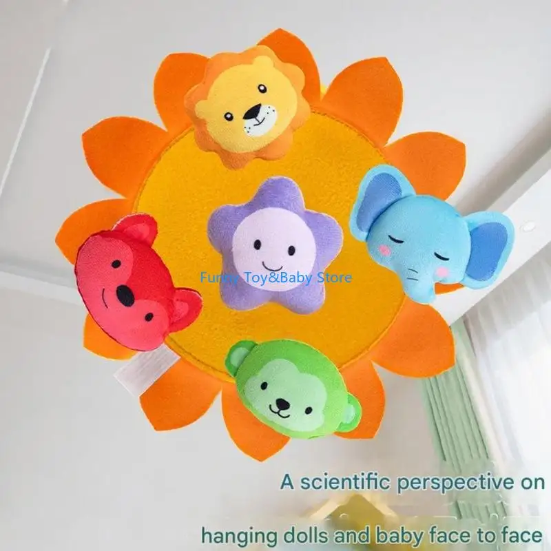 視覚発達と首のトレーニングのための穏やかな回転を備えた柔らかいぬいぐるみベビーベッドモバイルおもちゃ C90B