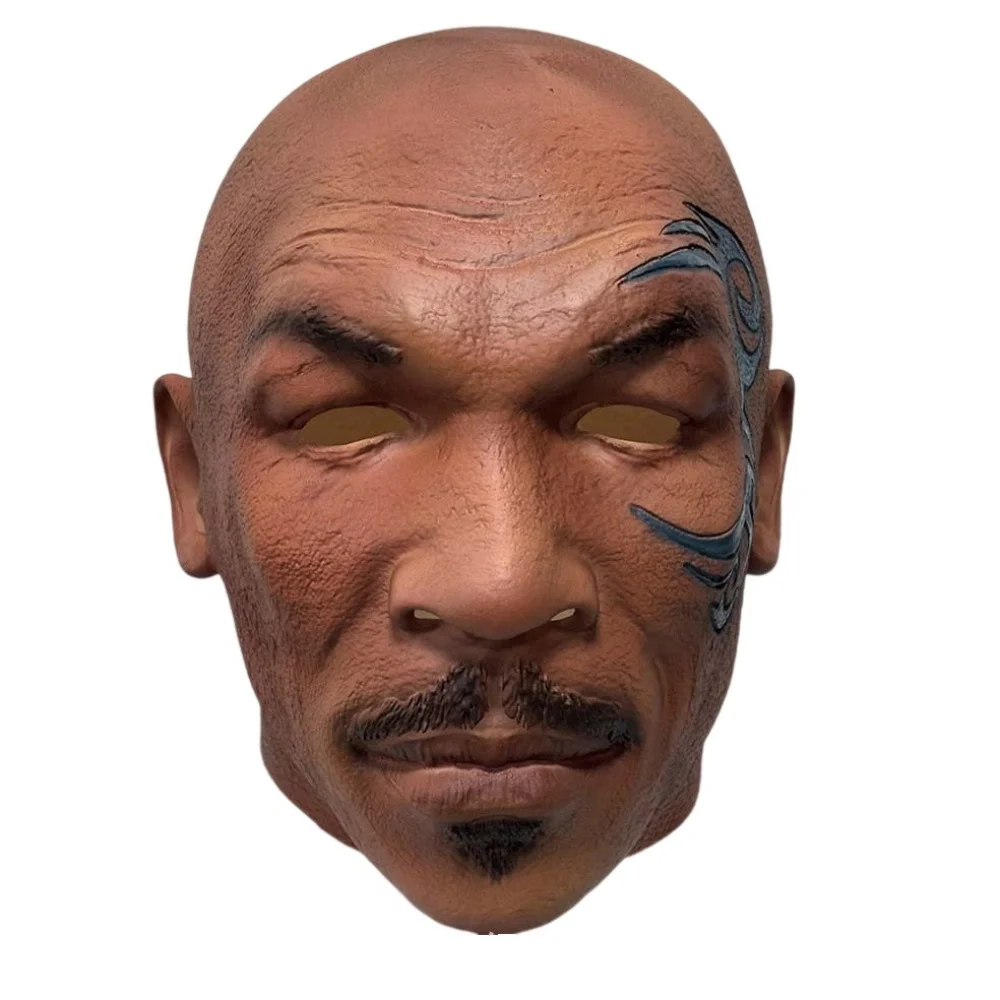 Lebensechte Mike Tyson Latex-Vollkopfmaske für Halloween, Cosplay, Boxparty, Streich, Karneval, Maskerade, Kostümzubehör – Detail 4