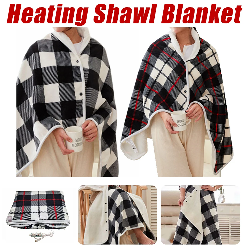 USB Electric Heating Shawl 3 Heated Level Multifunctional Blanket Timer Function Fast Heating Warm Shawl for Outdoor Home Office