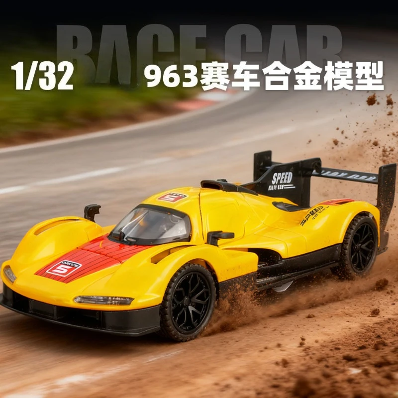 

1:32 963 24h LM гоночный автомобиль из сплава, литая под давлением модель автомобиля, звуковой свет, коллекция детских игрушек, подарки для хобби с мальчиками, детский подарок