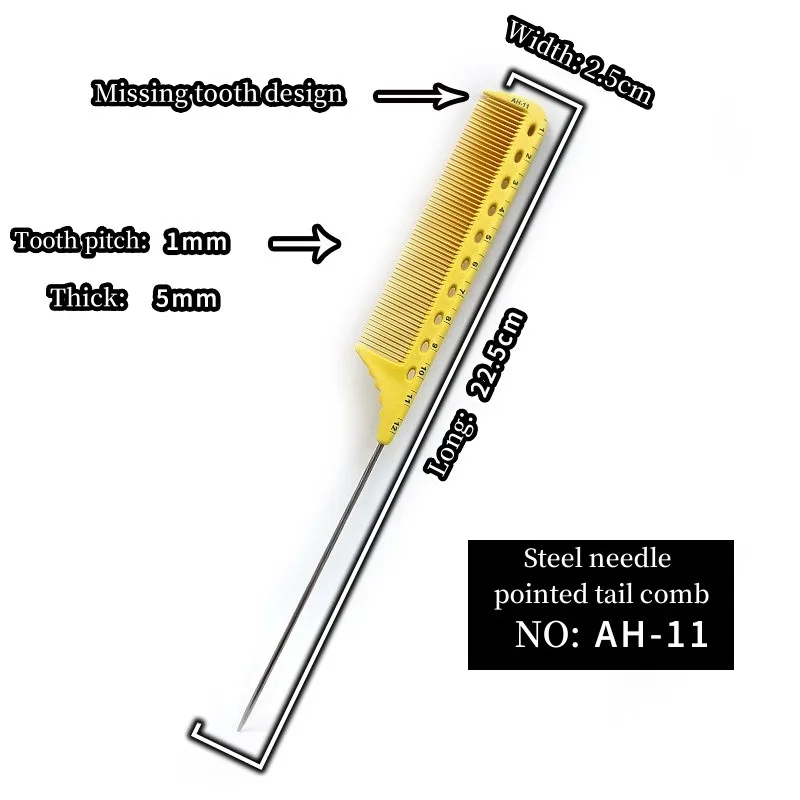 Yellow Set Scale Size Barber Comb Barber Shop Special Cutting Comb Women's Medium Long Hair Trimming Comb Barber's Special Tool