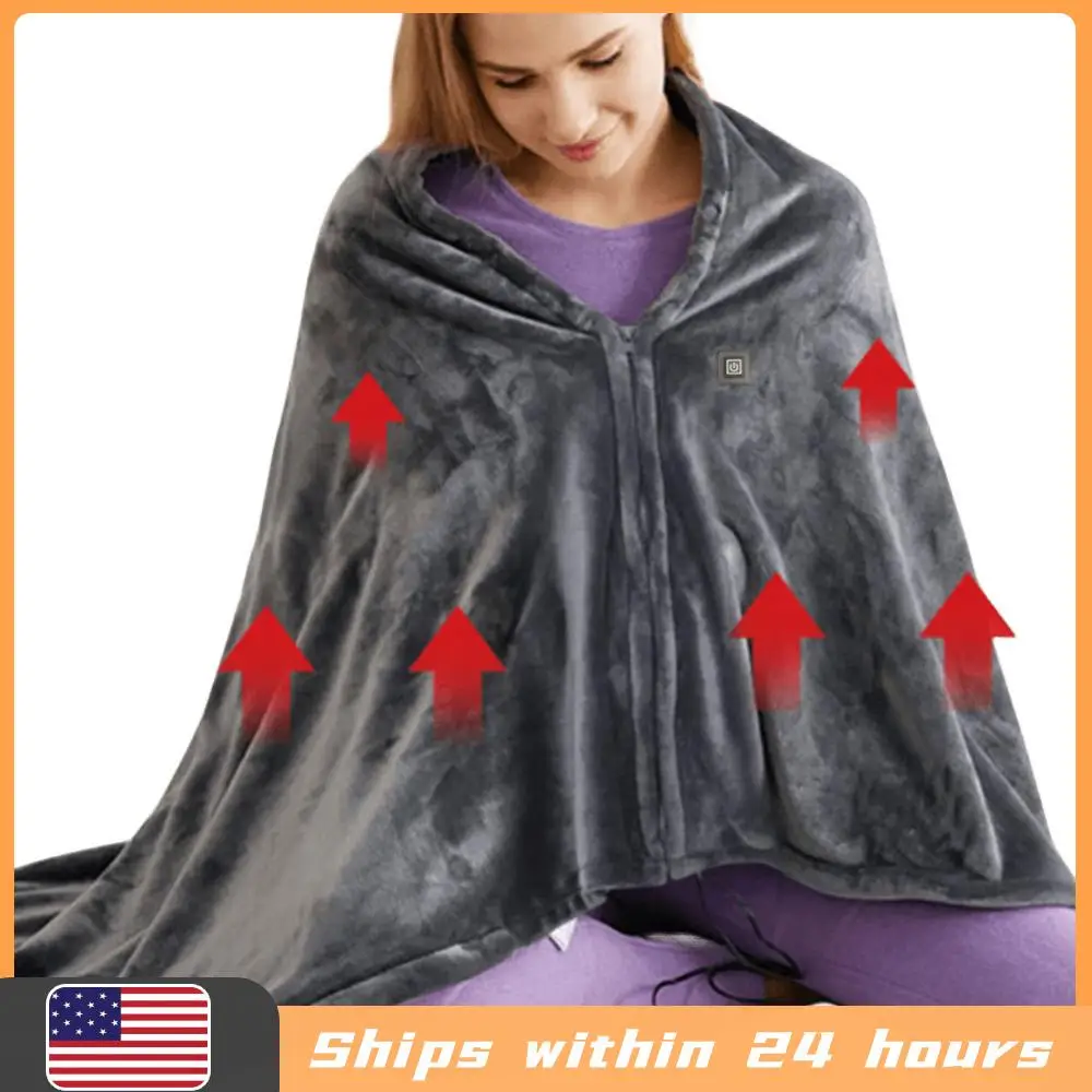 

Электрическое одеяло с подогревом USB, 1/2 шт., 3 уровня нагрева, флисовое одеяло с подогревом, носимое одеяло-грелка для дома и офиса