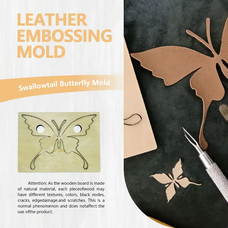 

Large Board Swallowtail Butterfly Die Wood Base Leather Die Precision Stamping for Handcraft Leather Goods Enthusiasts
