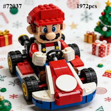 

Конструктор-модель гоночного автомобиля Kart Classic, совместимый с деталями Lego, идеально подходит для рождественских подарков, 72037