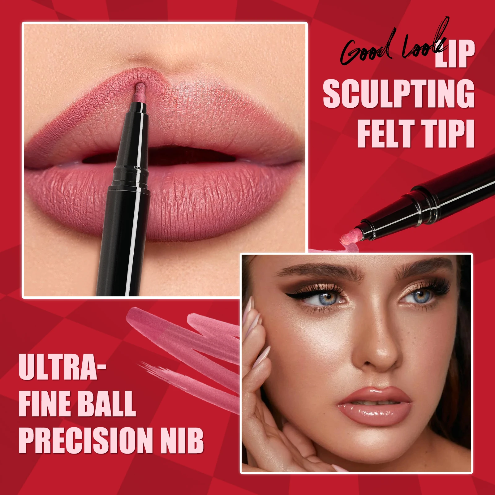 MLSMILE 2025 Nuevo delineador de labios y lápiz labial de 6 colores: resistente al agua, fácil de colorear, lápiz labial antiadherente con un diseño único de punta de bolígrafo