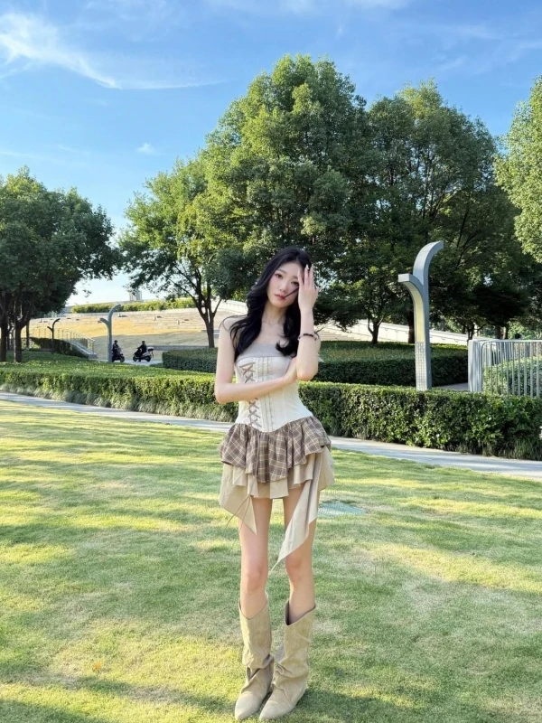 

Летняя американская горячая девушка в клетку в стиле ретро, облегающая юбка с высокой талией, нерегулярный винтажный дизайн Dr, сексуальный наряд для девочек