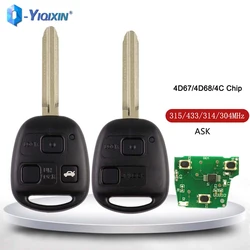 YIQIXIN 315/433MHz para llave inteligente Toyota para Camry Land Cruser 120 Prado 2/3 botones Avensis Kluger Tarago RAV4 4D67/4D68/4C Chip