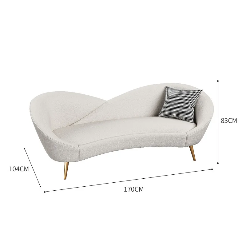 Nordic fabric sofa, living room small apartment lamb wool creative curved sofa