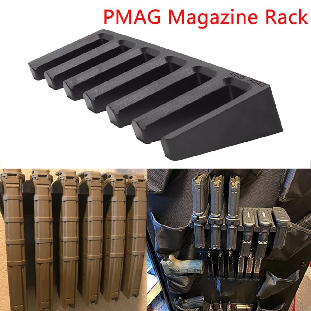 

Tactical 6X Standard Magazine Rack Bracket AR15 PMAG Wall Mount Mag Holder Display Safe Storage for Hunting Airsoft Accessory