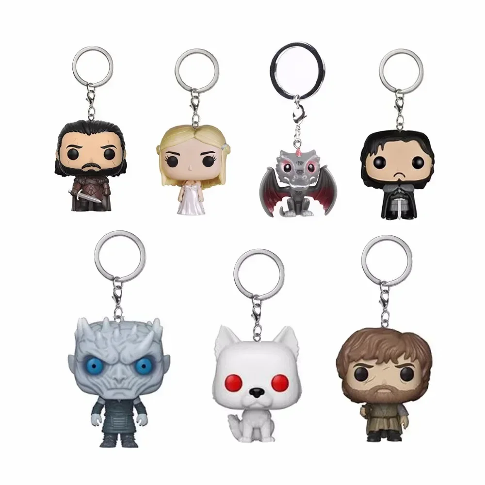 New Arrival Funko Pocket Keychain Game of Thrones Night King Jon Snow Drogon Ghost PVC Figure Collectible Gift For Fans Decor