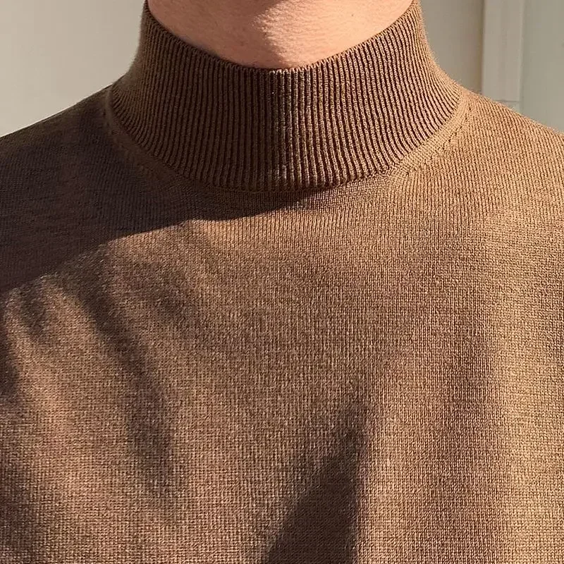 LIBIELIY Autunno Inverno Mezza Maglione A Collo Alto da Uomo a maniche lunghe Coreano Tinta Unita Maglia Maglione Biancheria Intima Camicia Che Basa Casu