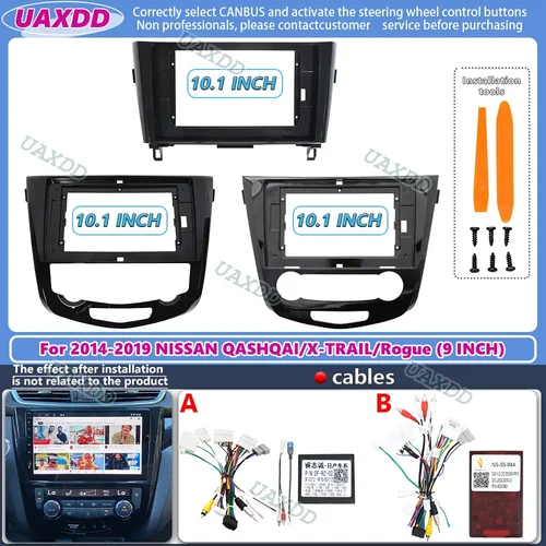 Imagen 2 del producto UAXDD para 2014-2019 Nissan Qashqai x-trail Rogue 10 pulgadas Kit de marco Android reproductor multimedia tablero 2 Din cable adaptador de coche CD