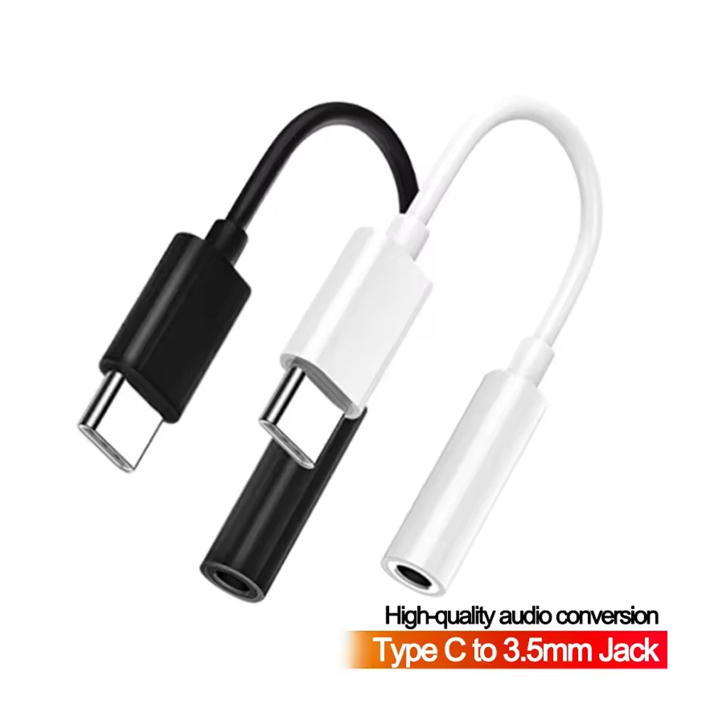USB Typ-C auf 3,5 mm Audio-Klinkenadapter, weißer und schwarzer Kopfhörerkonverter für Tablets, Laptops, MP3-Player, hochwertiger Klang