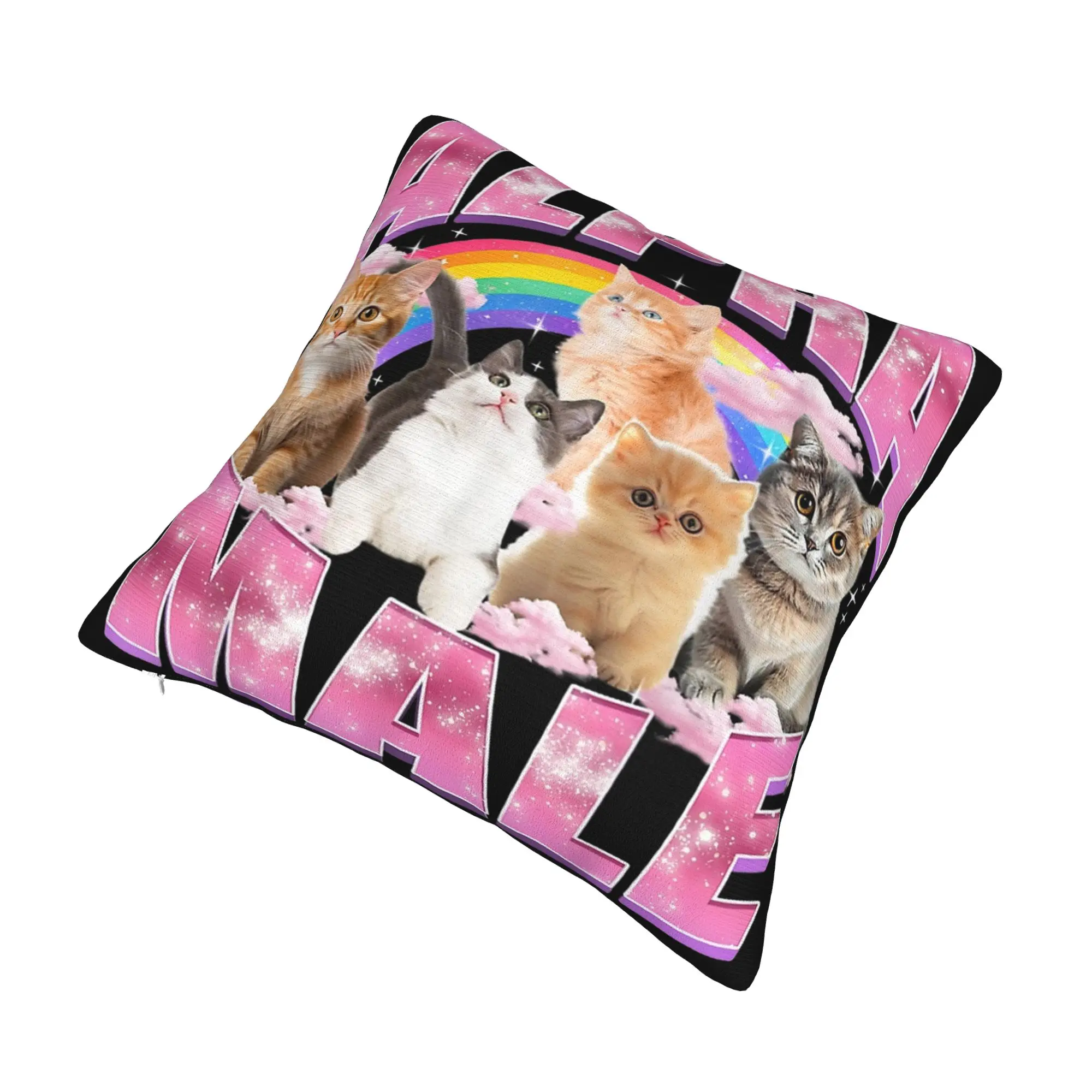 Decorative Pillow Cover Alpha Male Cat Kitten Funny  Merchandise Home  Pillow Case Cover Zippered Multi-Size