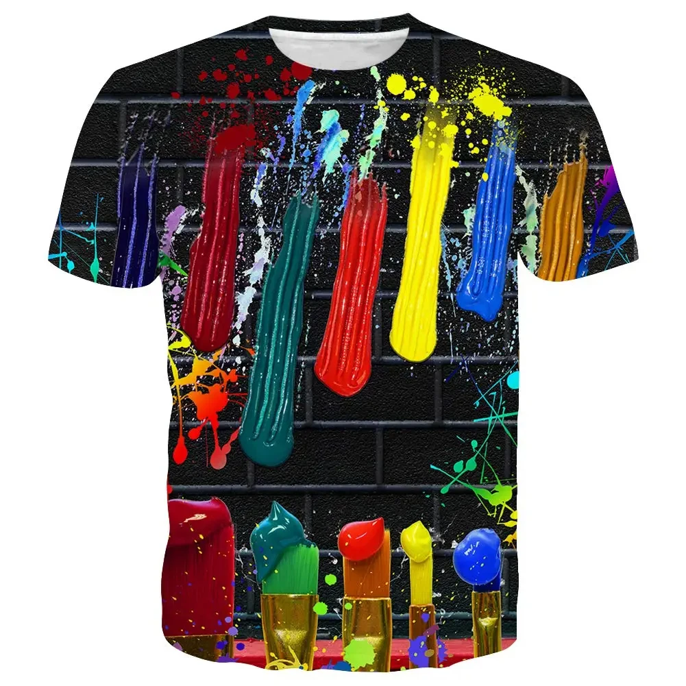 Fashion Colorful Tie Dye Graffiti 3D Print Boy Girl T-shirt Summer Streetwear Harajuku Tees Tops Unisex Kids Clothing