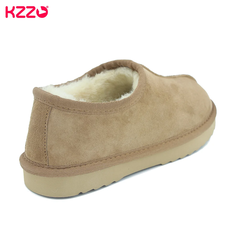 KZZO 2023 Women Ultra Mini Winter Snow Boots Genuine Leather Natural Sheep Wool Fur Lined Casual Shallow Ankle Warm Lazy Shoes