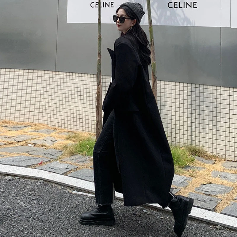 

Trench Women Long Casual All-match Ulzzang Chic Streetwear Winter Thick Outwears Cool Girl Straight Ins Mujer Minimalist Newest