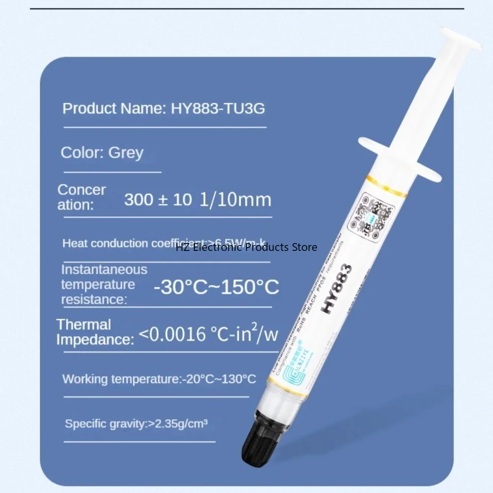 Composto termico 3/5G HY883 Grasso conduttivo HY883 6.5W Pasta siliconica Dissipatore di calore Processore CPU GPU Dispositivo di raffreddamento Ventola di raffreddamento Gesso