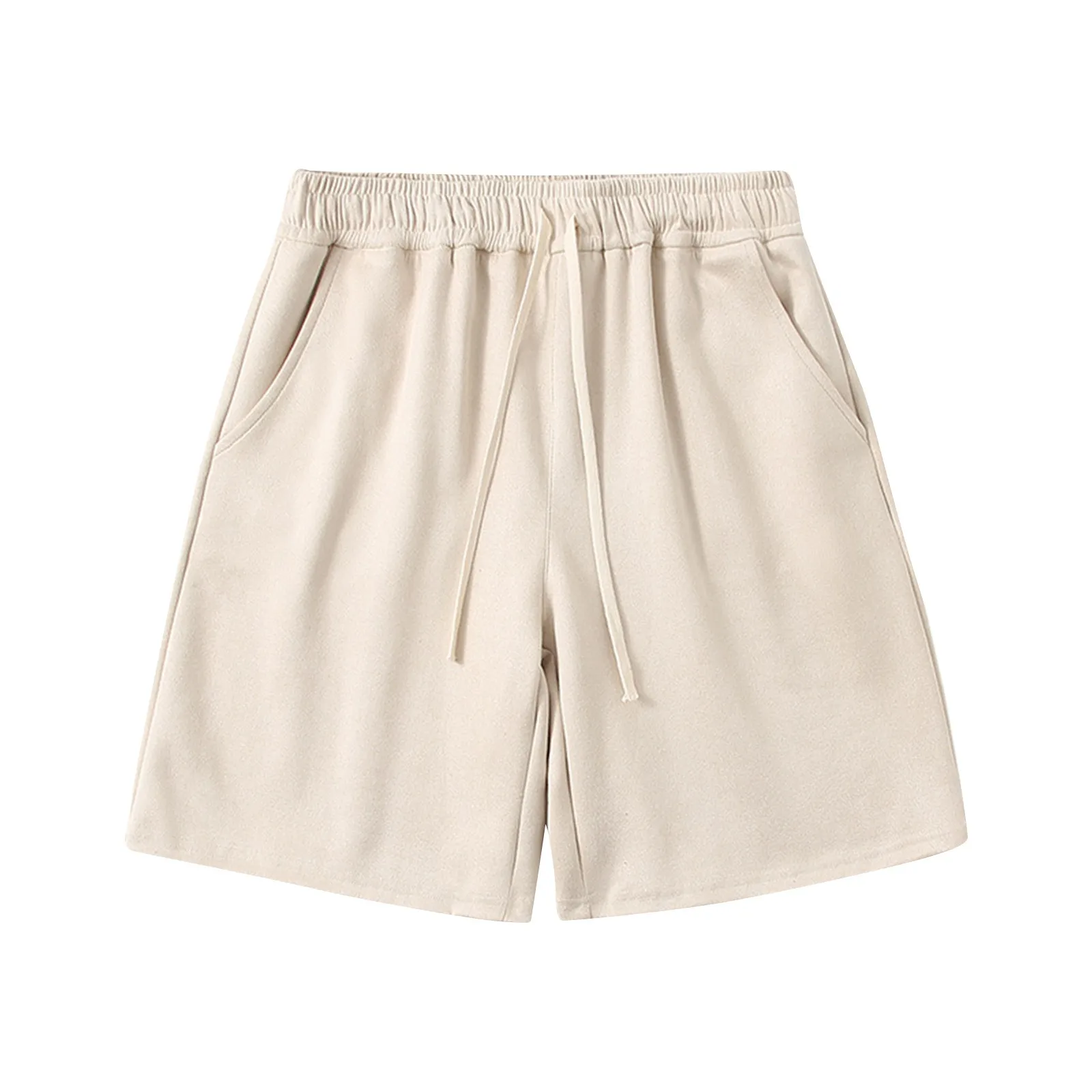 

Мужские замшевые гладкие пляжные шорты, повседневные Прямые пляжные шорты для отдыха, универсальные модные однотонные шорты с Кулиской