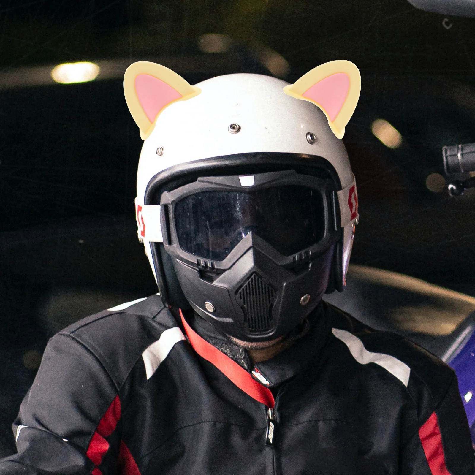 3 ペア子猫の耳の装飾明るい色の愛らしいデザインほとんどのヘルメットに適していますオートバイのアクセサリーアクセサリー