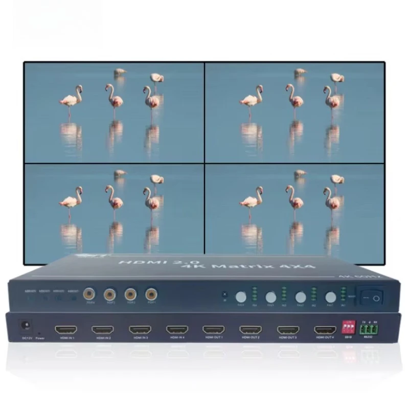 

Professional Audio Video Lighting 4X4 4K Matrix Switch RS232 4 Input 4 Output Wall Controller for Broadcast TV Projects