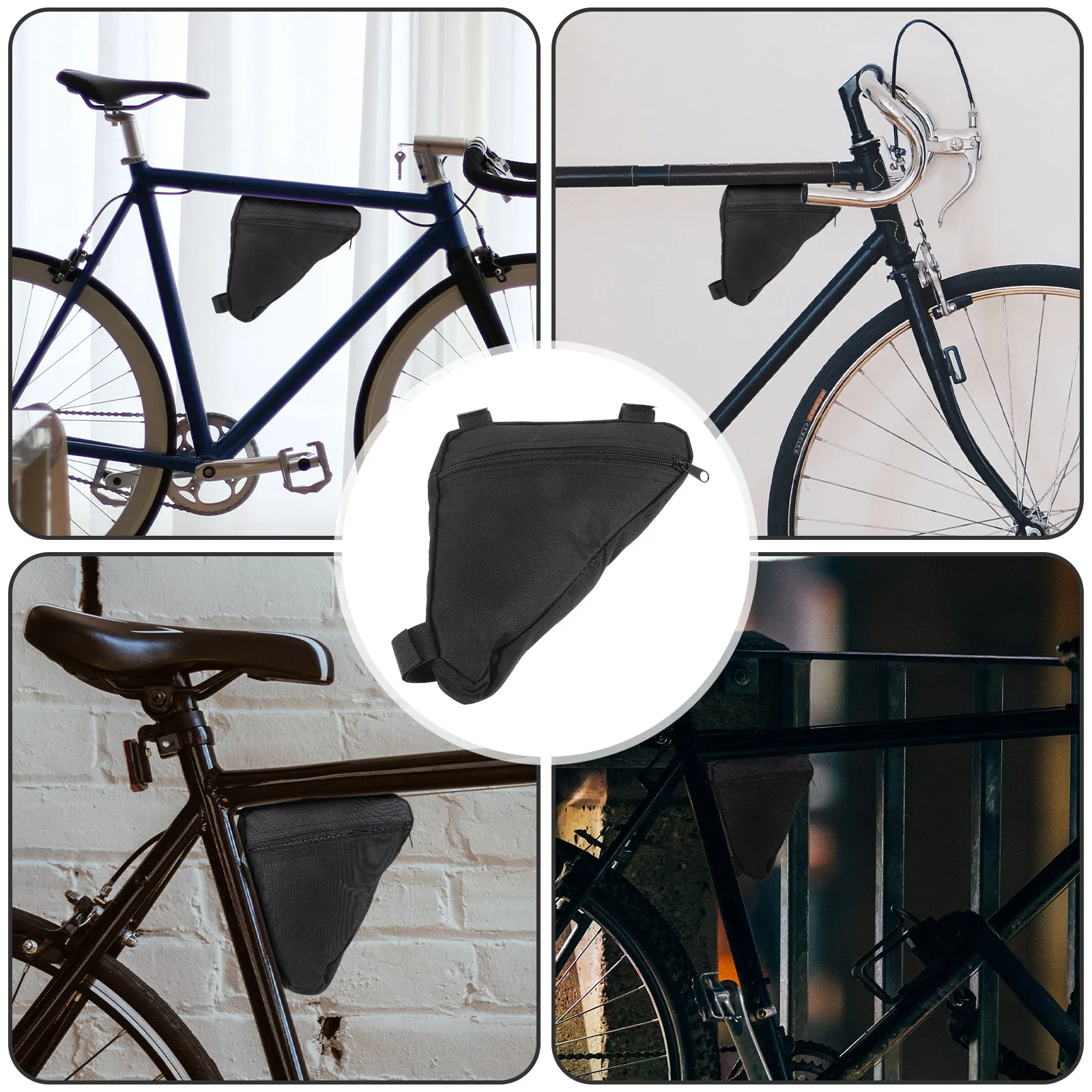 

1Pcs Front Beam Bag Large Storage Bike Frame Bag Waterproof Cycling Pouch Quick Install Smooth Zipper Slim Design for Mountain