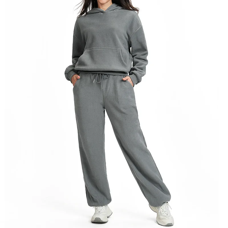 طقم سويت شيرت كاجوال ودافئ ورياضي للنساء، طقم فضفاض وتنحيف وراقي، طقم مريح للجري واللياقة البدنية