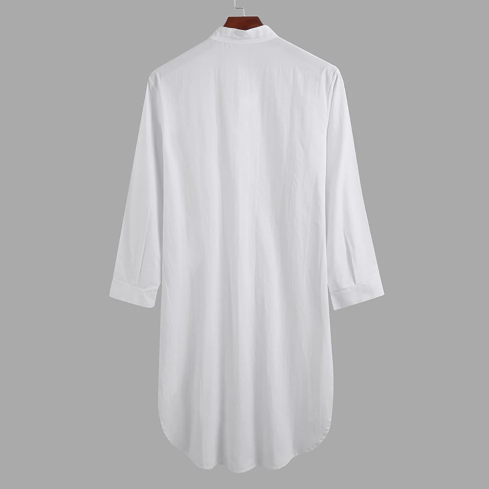 

New Traditional Fashion Men Muslim Robe Dresses Long Sleeve M-2XL Male Night Wear Nightgown Robes Button Clothing