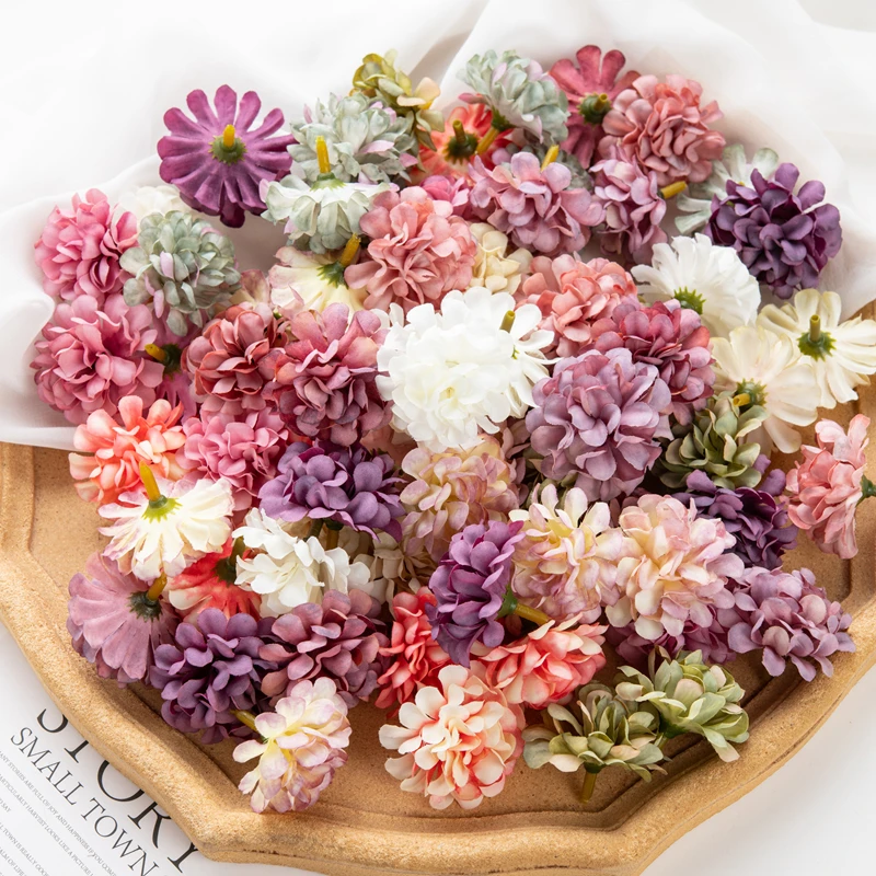 10 Stück künstliche Seiden-Hortensienblüten für Scrapbooking, Festdekoration, Heim- und Raumdekoration, Tischdekoration, Hochzeit, DIY-Geschenk, Süßigkeitenbox, Kuchenmaterial – Detail 1