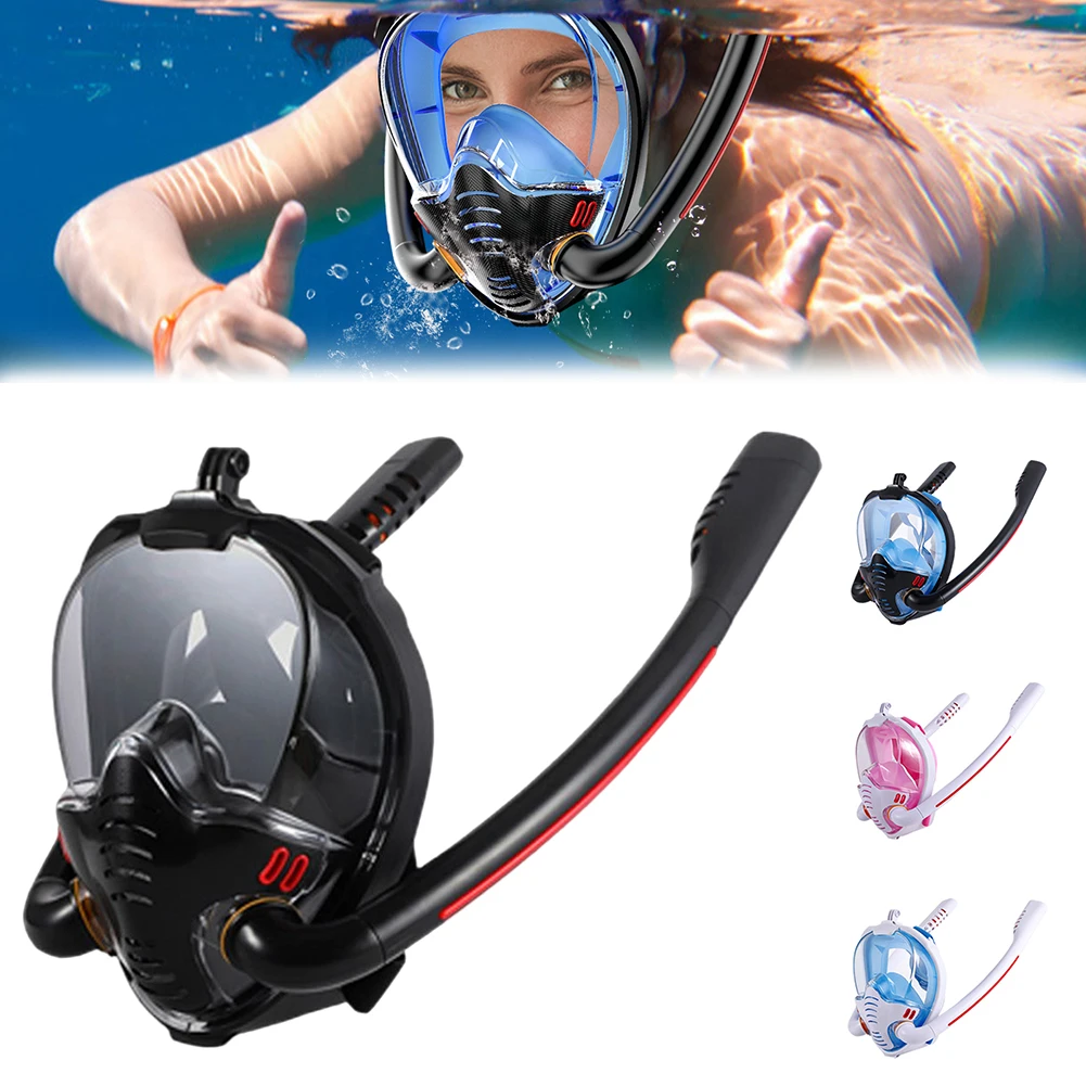 Double Tube Full Face Diving Mask Sealed Anti-Leak Diving Face Cover For Beginner Professional