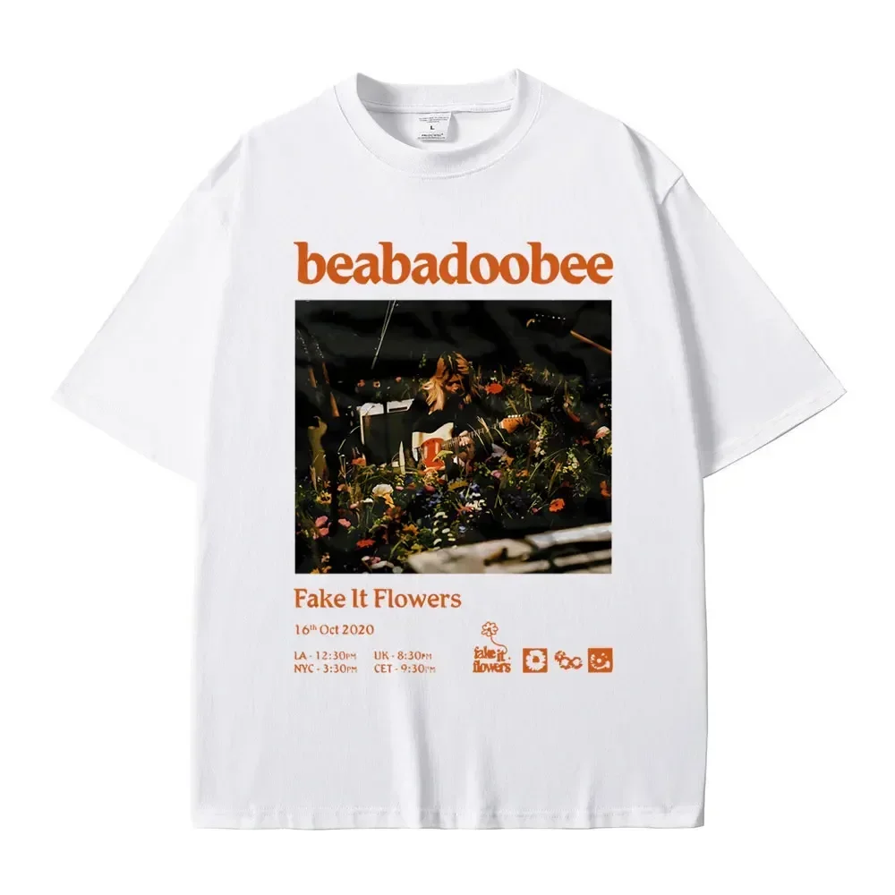 

Beabadoobee Fake It Flowers Album T-shirt Summer Men Women Fashion Hip Hop Streetwear Male Casual Oversized Tees Gift for Fans