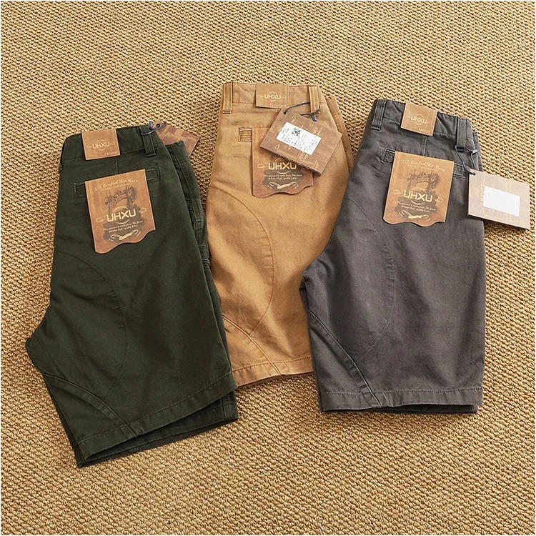 Summer Premium Lined Workwear Shorts for Men Heavyweight Cotton Washed Utility Shorts - 5-Inch Inseam with Contrast Inner Lining