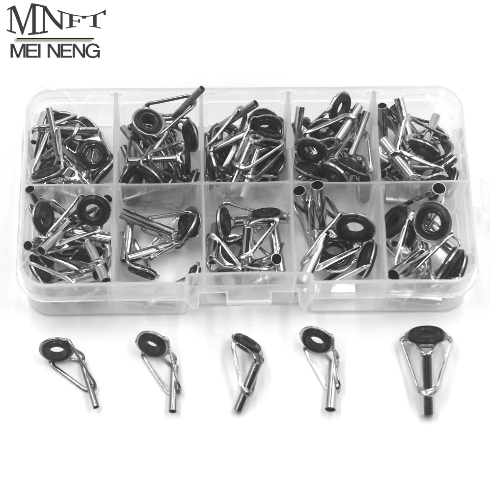 MNFT 80pcs/Box size1-10# Fishing Rod Guide Tip Repair Kit Set DIY Eye Rings Stainless Steel Frames Ceramics TS Line Guide Ring