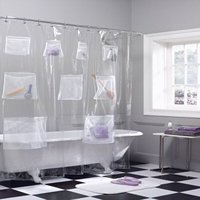 Effortless organization with stylish mesh pockets and convenient shower caddy for a clean and dry bathroom. Sturdy, high-quality
