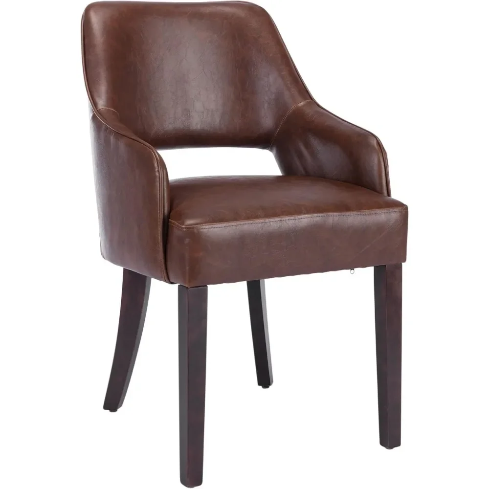 Bauernhaus-Esszimmerstühle, 2er-Set, gepolsterte Küchenstühle aus Leinen, Akzent-Beistellstuhl mit Beinen/Armlehne aus Massivholz