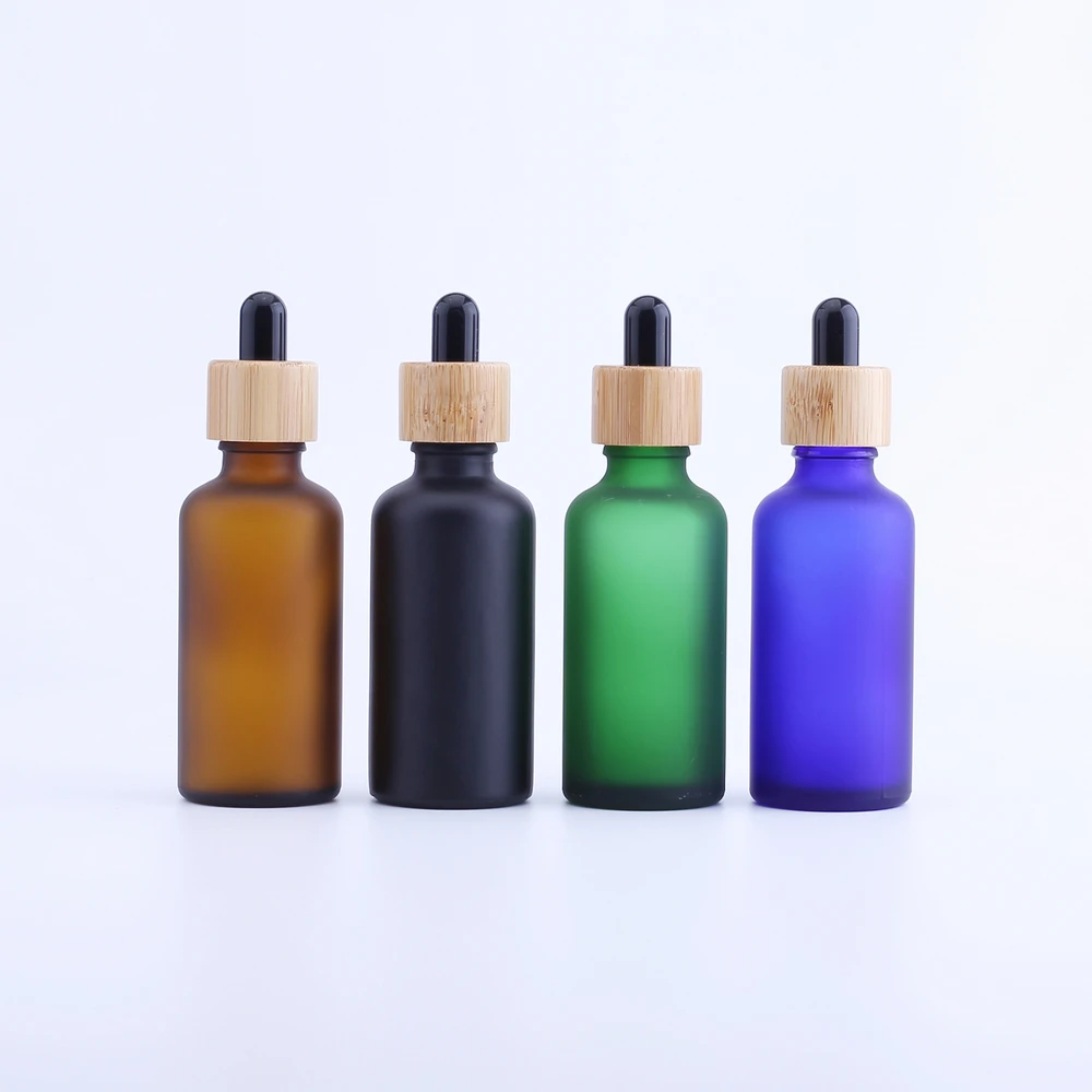 

300pcs Frost Glass Essential Oil Dropper Bottle Wtih Bamboo Piepette Drop Vials Containers 5ml 10ml 15ml 20ml 30ml 50ml 100ml