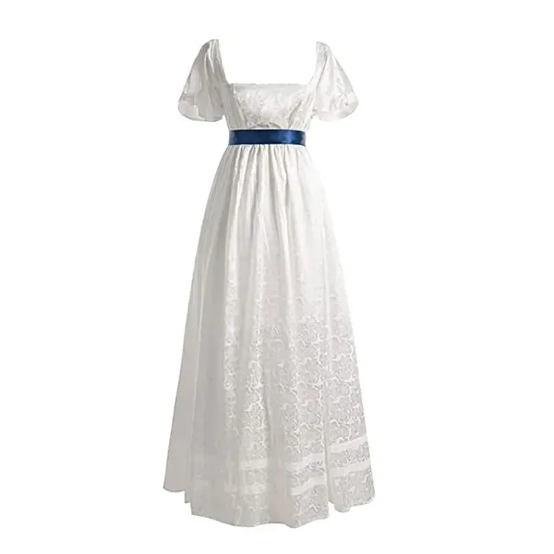 

COSda@Medieval women's Victorian style tight corset women's retro square neck dress white dressCOSda@