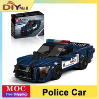 Mould King 27090 City Police Car Technical Racing Car Speed Building Blocks Racer Sports Vehicle Moc Model Educational Brick Toy